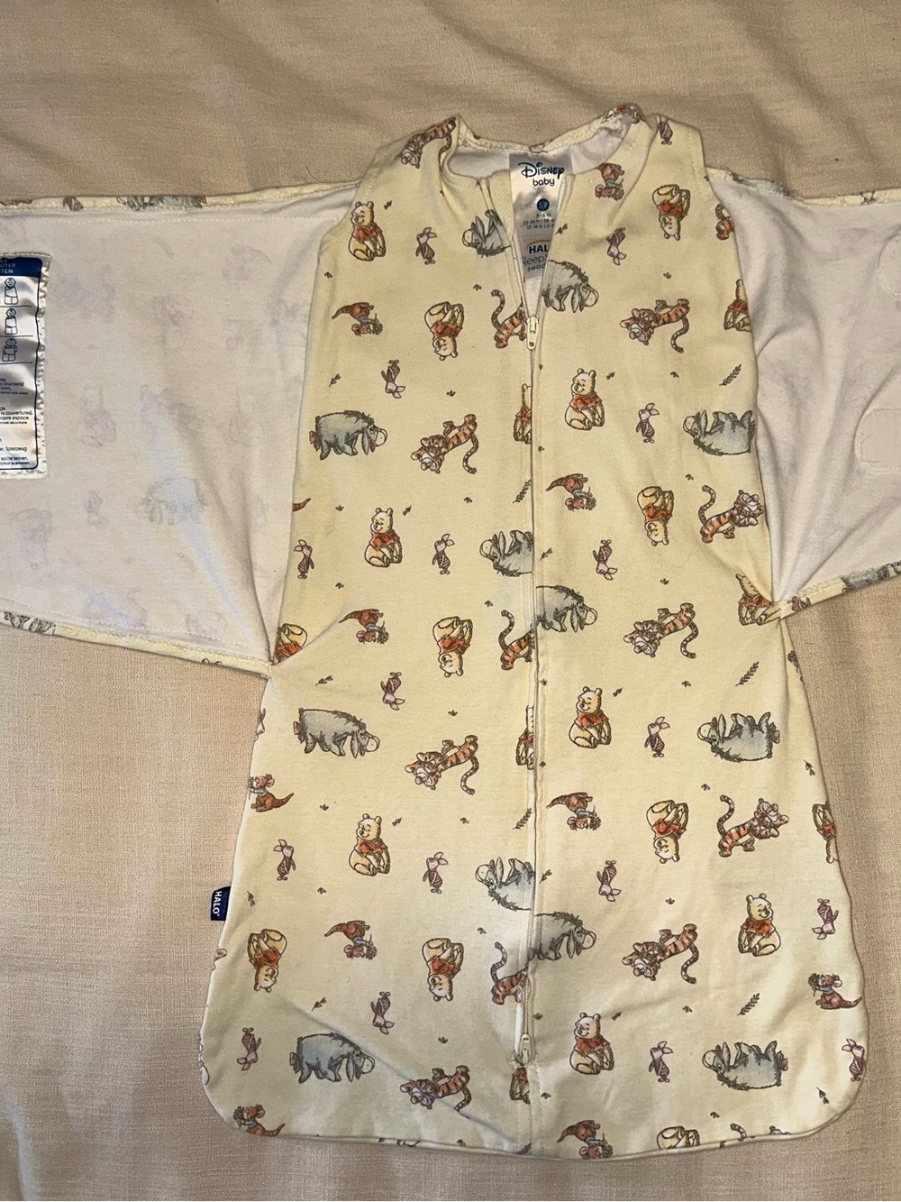 Disney Winnie the Pooh 100% Cotton Halo Sleep Sack 0.5 TOG - Size S, 3-6months - Picture 3 of 4